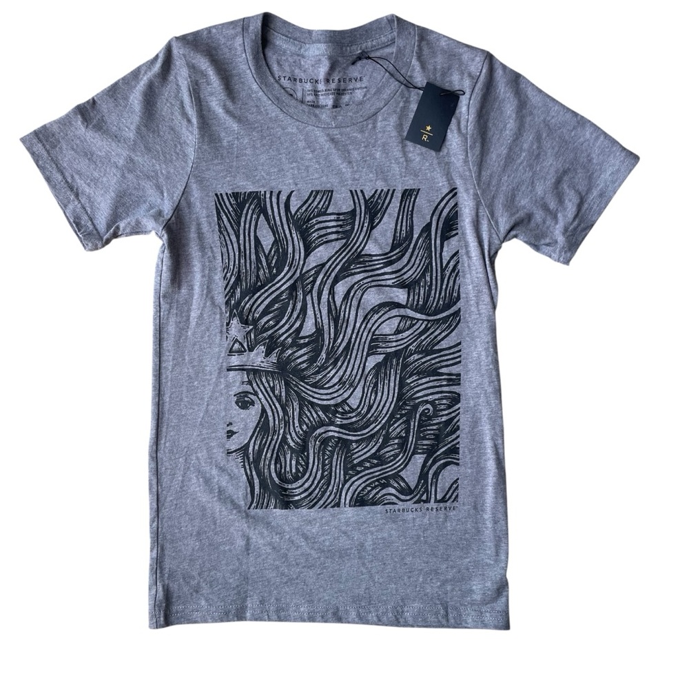 NWT Starbucks Reserve Crew Neck Gray Graphic Tee Size XS